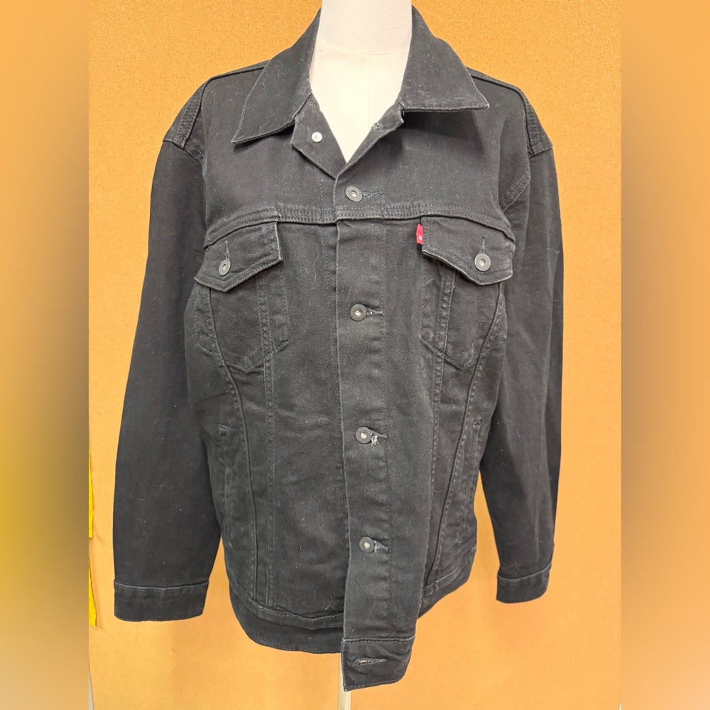 Levi’s Jean Jacket Mens L Black Denim Workwear Grunge Trucker Biker - NWT